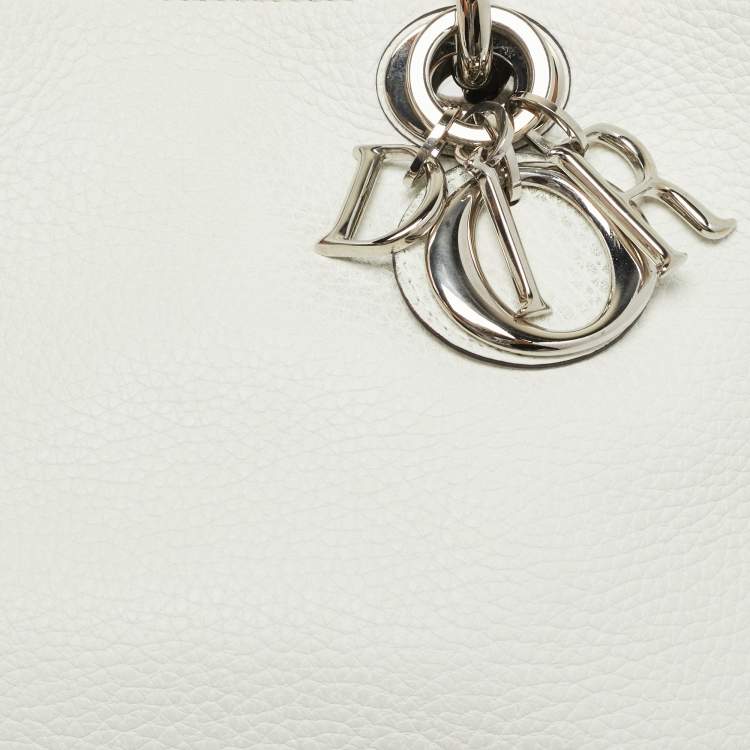 مملوكة مسب قًا Dior Diorissimo Small White Leather Tote