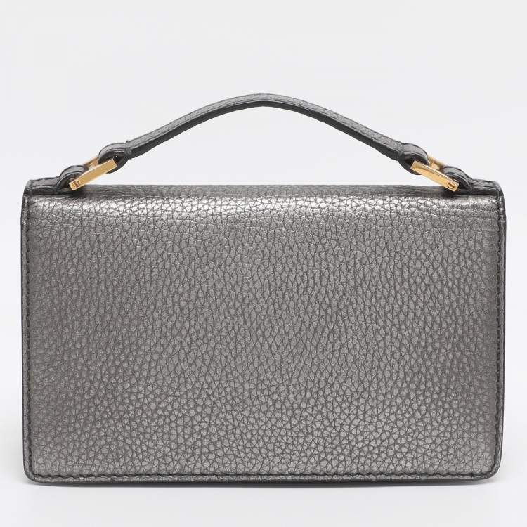 Pre Owned Dior Silver Leather J'adior Chain Clutch 