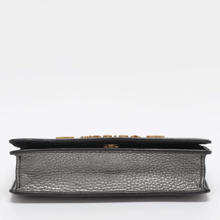 Pre Owned Dior Silver Leather J'adior Chain Clutch 