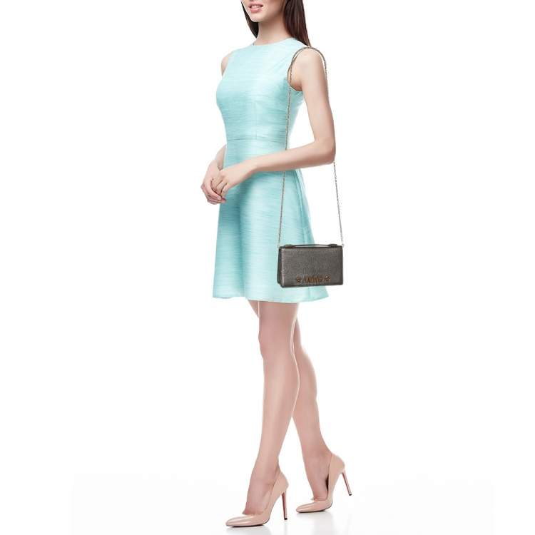 Pre Owned Dior Silver Leather J'adior Chain Clutch 