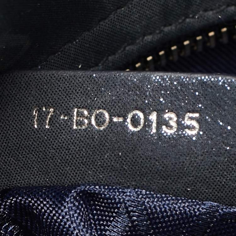 Pre Owned Dior Lady Dior Mini Navy Blue Cannage Iridescent Leather Tote