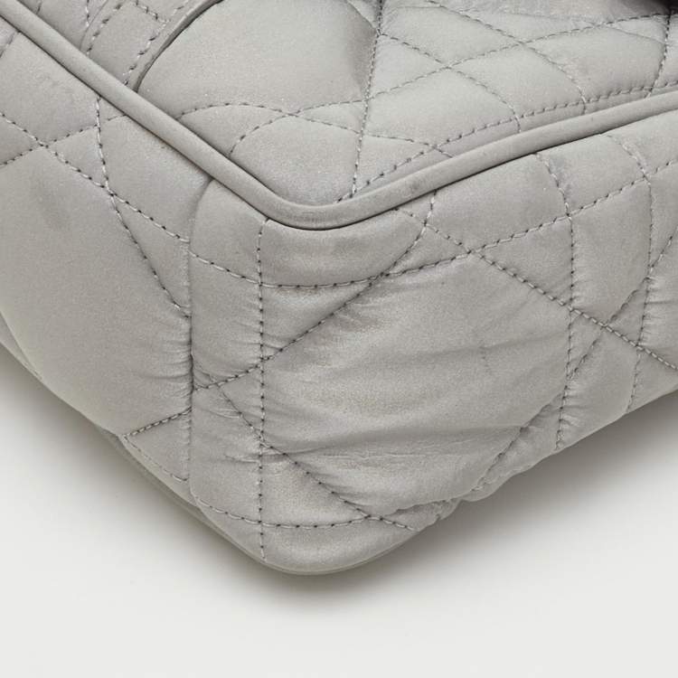 Pre Owned Dior Grey Pearlescent Cannage Nylon and Leather DiorCamp Bag