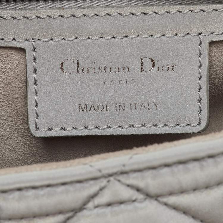 Pre Owned Dior Grey Pearlescent Cannage Nylon and Leather DiorCamp Bag