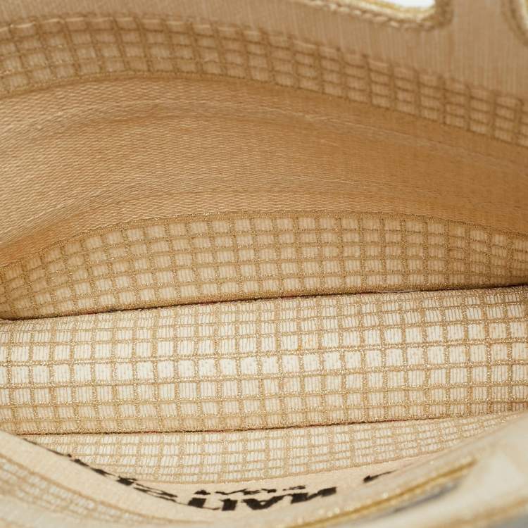 مملوكة مسبقًا Dior Crystal Embellished Book Gold Canvas Tote