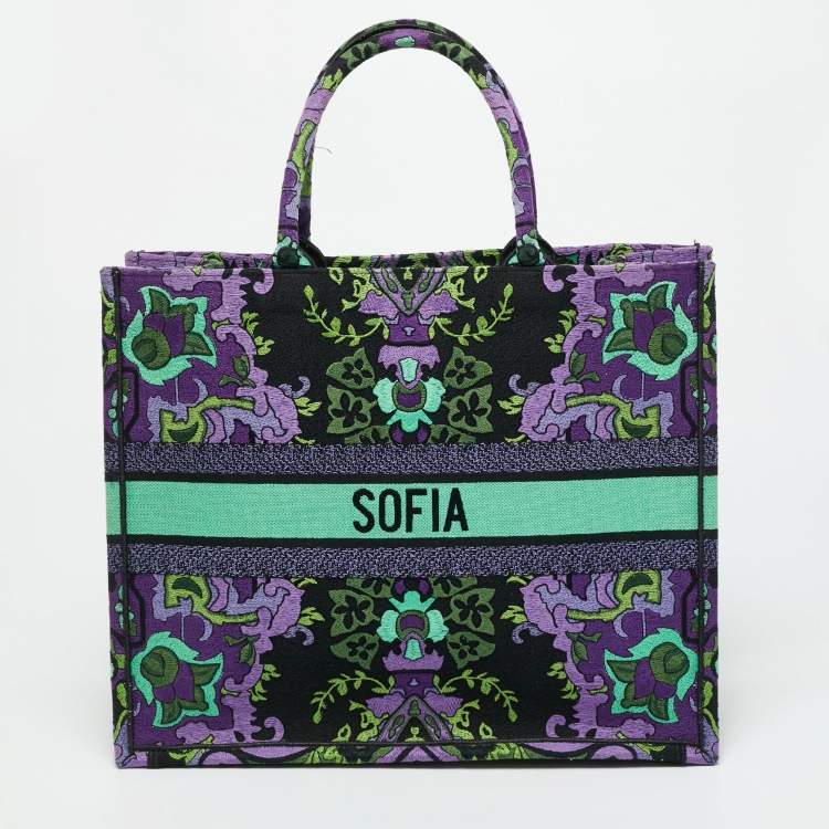 Pre Owned Dior Embroidered Book Large Multicolor Canvas Tote