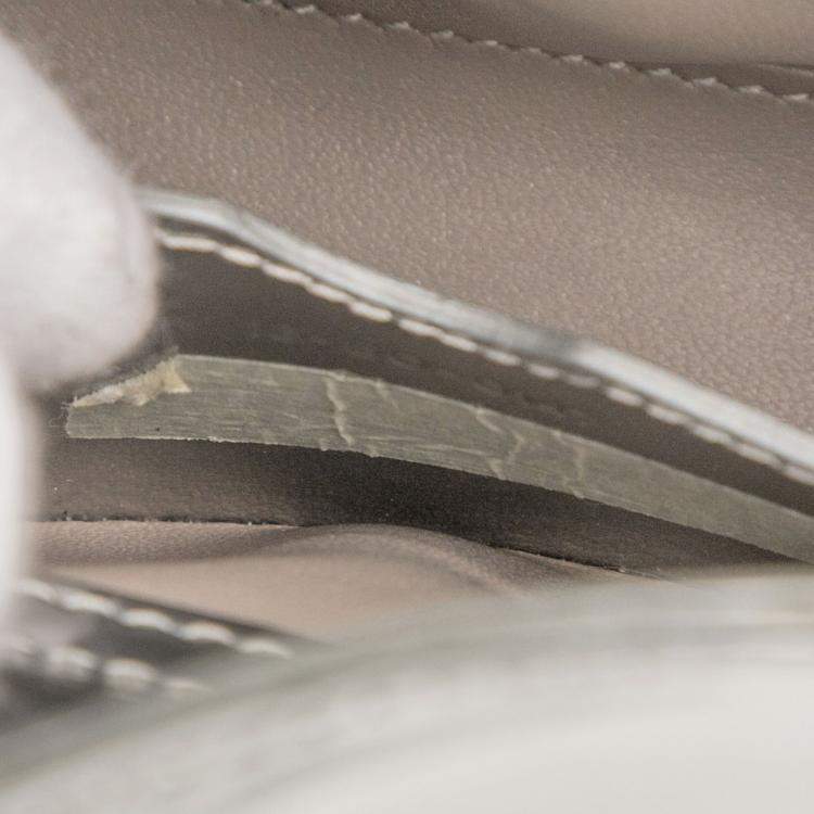 Pre Owned Dior Silver Micro Metallic Lambskin Cannage Bear Lady Dior