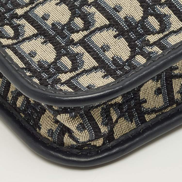 Pre Owned Dior Diorquake  Navy Blue Oblique Canvas Clutch