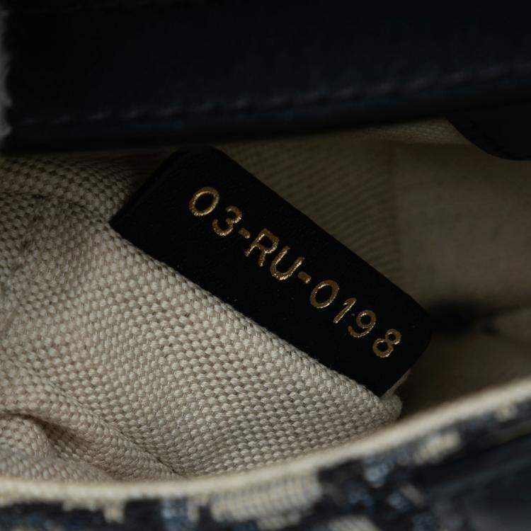 Pre Owned Dior Navy Blue Mini Oblique Canvas Saddle Bag