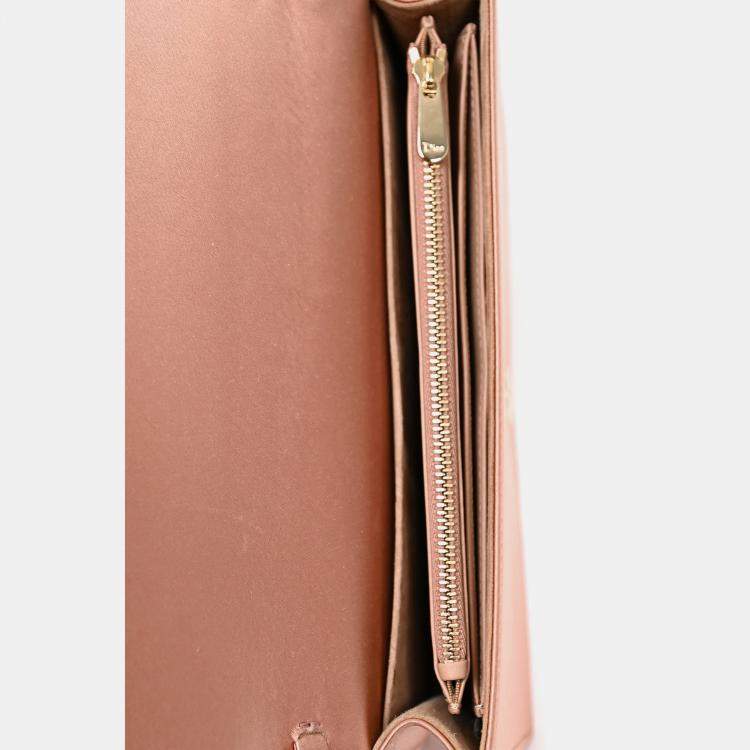 Pre Owned Christian Dior 2019 Pink Satin Cannage Wallet on Chain