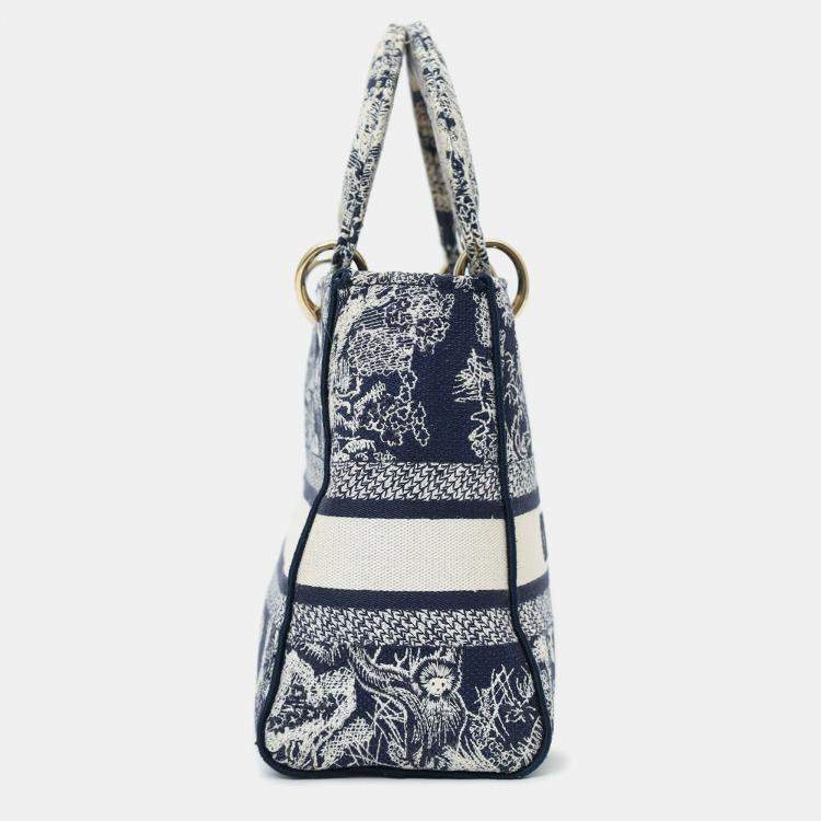 Pre Owned Christian Dior Black/White Toile de Jouy 'Lady D-Lite' Top Handle with Strap