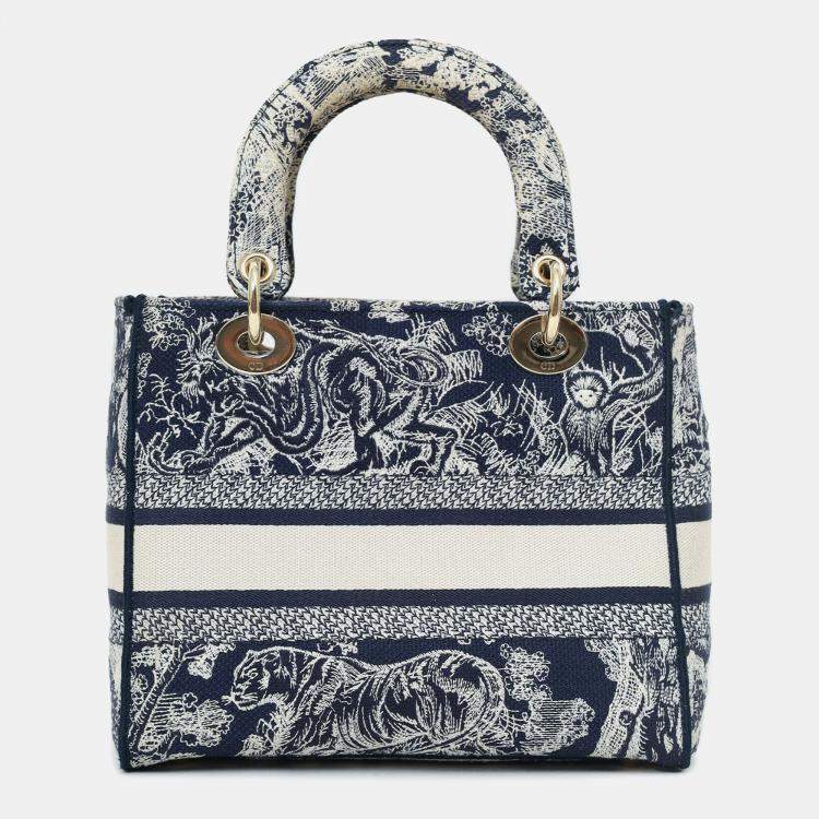 Pre Owned Christian Dior Black/White Toile de Jouy 'Lady D-Lite' Top Handle with Strap