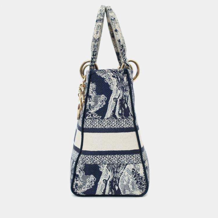 Pre Owned Christian Dior Black/White Toile de Jouy 'Lady D-Lite' Top Handle with Strap