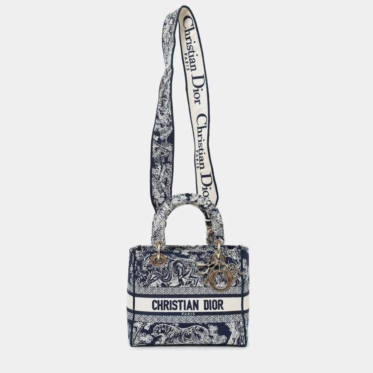 Pre Owned Christian Dior Black/White Toile de Jouy 'Lady D-Lite' Top Handle with Strap