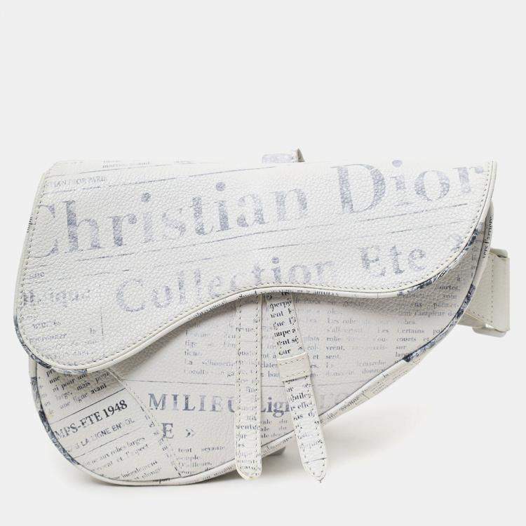 مملوكة مسبقًا Christian Dior x Daniel Arsham 2019 White/Grey Newspaper Printed Saddle Bag
