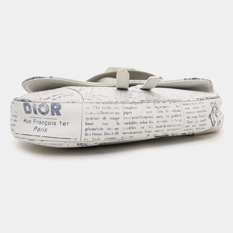 مملوكة مسبقًا Christian Dior x Daniel Arsham 2019 White/Grey Newspaper Printed Saddle Bag