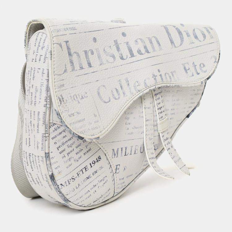 مملوكة مسبقًا Christian Dior x Daniel Arsham 2019 White/Grey Newspaper Printed Saddle Bag