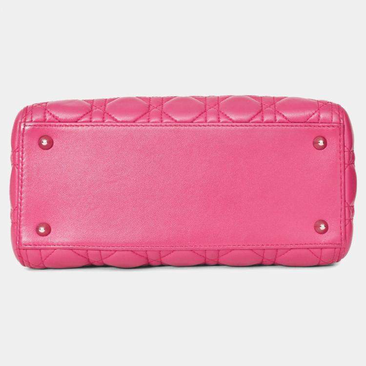 مملوكة مسبقًا Christian Dior 2013 Pink Cannage Leather Lady Dior Top Handle with Strap