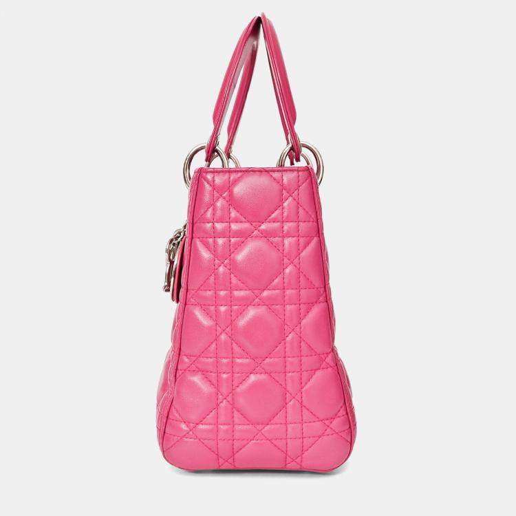 مملوكة مسبقًا Christian Dior 2013 Pink Cannage Leather Lady Dior Top Handle with Strap