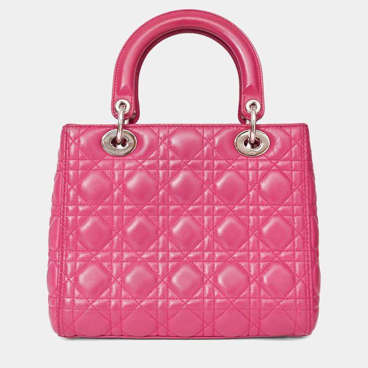 مملوكة مسبقًا Christian Dior 2013 Pink Cannage Leather Lady Dior Top Handle with Strap