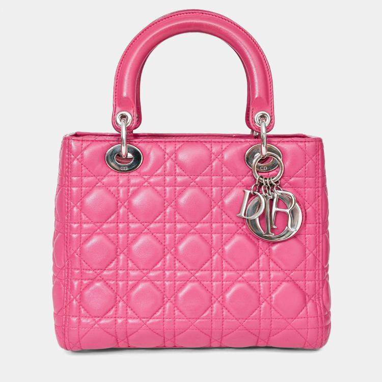 مملوكة مسبقًا Christian Dior 2013 Pink Cannage Leather Lady Dior Top Handle with Strap