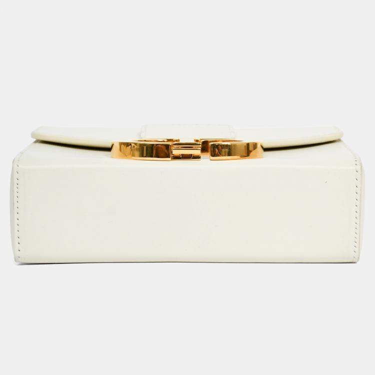 Pre Owned Christian Dior White Leather 'Sac 30 Montaigne Mini' Crossbody