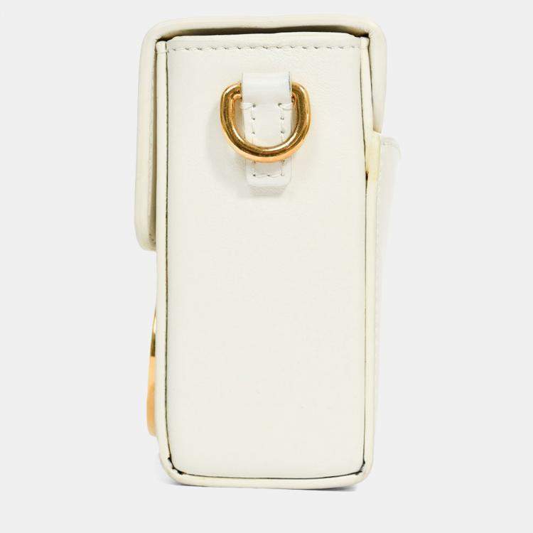 Pre Owned Christian Dior White Leather 'Sac 30 Montaigne Mini' Crossbody