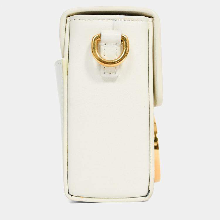 Pre Owned Christian Dior White Leather 'Sac 30 Montaigne Mini' Crossbody