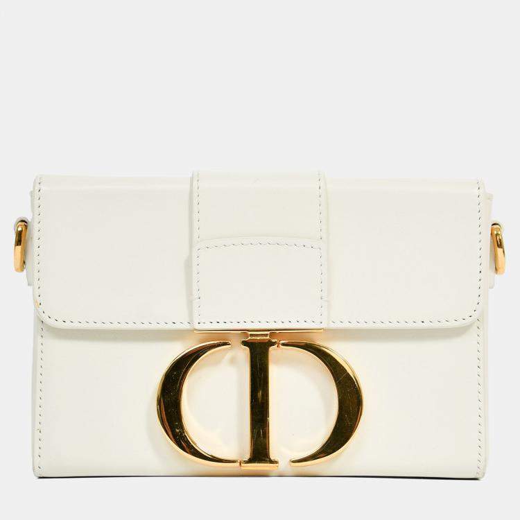 Pre Owned Christian Dior White Leather 'Sac 30 Montaigne Mini' Crossbody