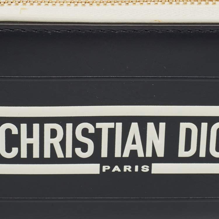 Pre Owned Dior Vibe Navy Blue/White Leather Compact Wallet