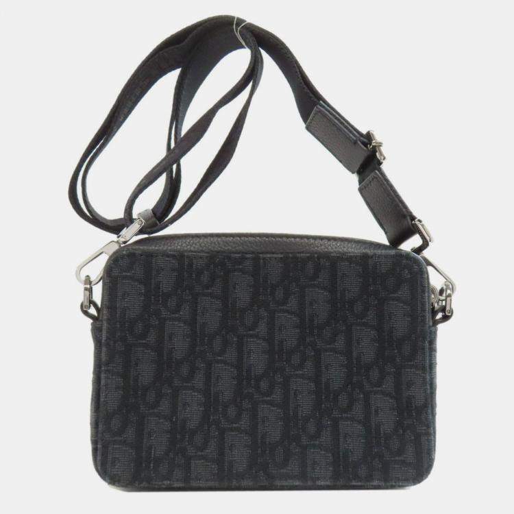Pre Owned Christian Dior Oblique  Black Canvas Shoulder Bag