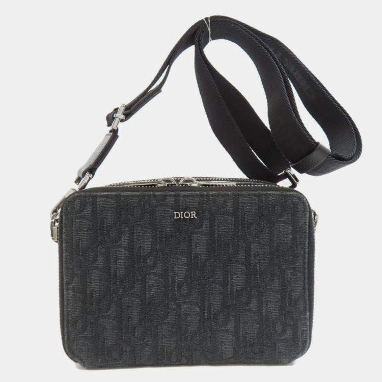 Pre Owned Christian Dior Oblique  Black Canvas Shoulder Bag