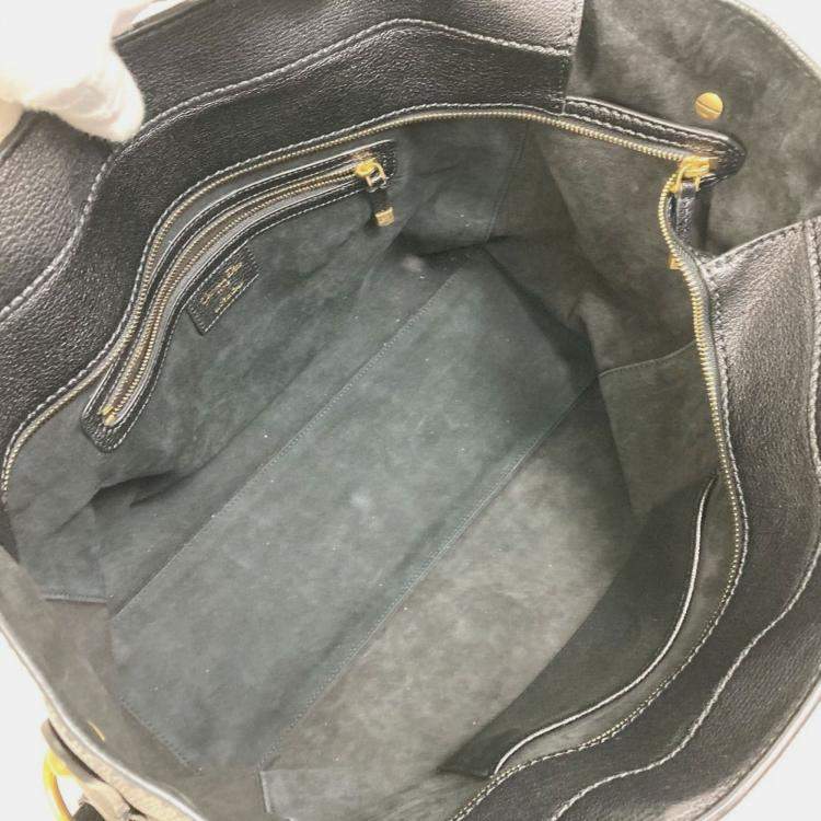 Pre Owned Christian Dior Diorangels Shoulder Bag With Logo Studs Leather Tote Bag Black