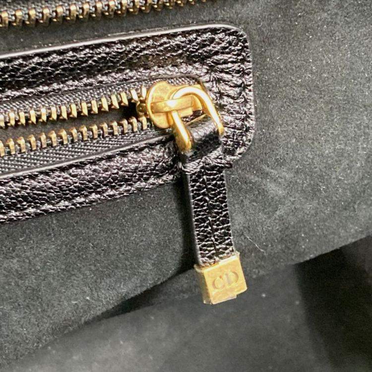 Pre Owned Christian Dior Diorangels Shoulder Bag With Logo Studs Leather Tote Bag Black