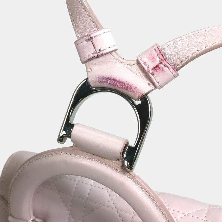 Pre Owned Christian Dior Cannage Stardust Small Backpack Ginza Exclusive Leather Soft Pink