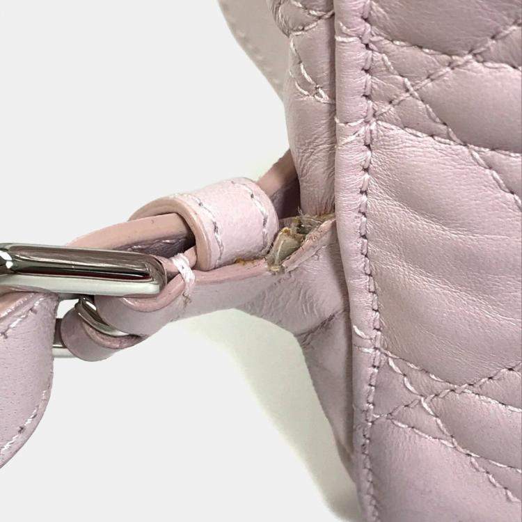 Pre Owned Christian Dior Cannage Stardust Small Backpack Ginza Exclusive Leather Soft Pink