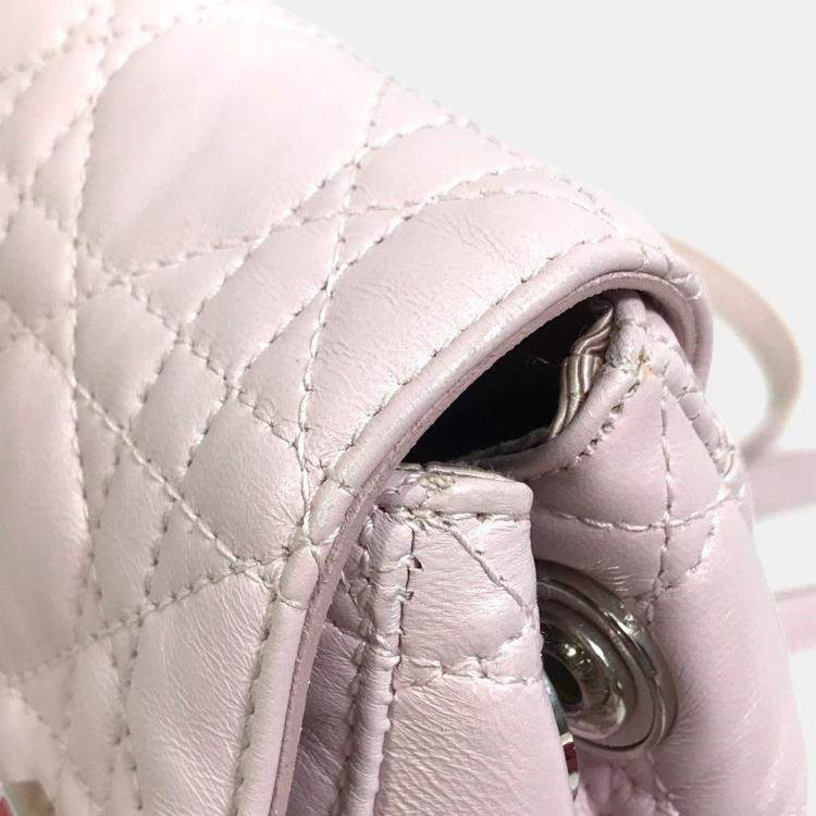 Pre Owned Christian Dior Cannage Stardust Small Backpack Ginza Exclusive Leather Soft Pink