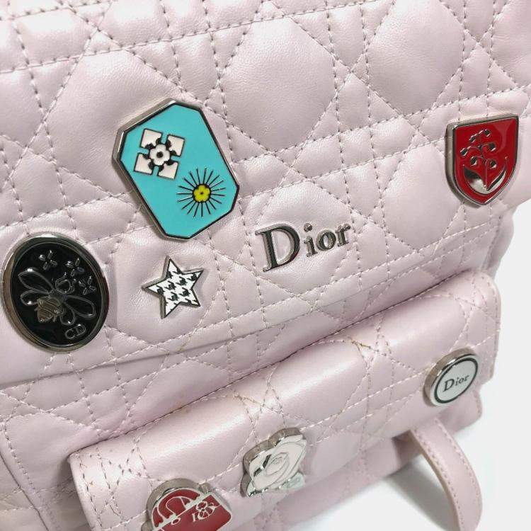 Pre Owned Christian Dior Cannage Stardust Small Backpack Ginza Exclusive Leather Soft Pink