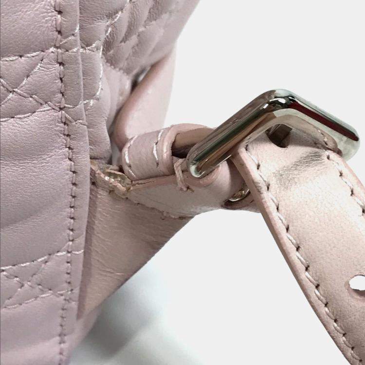Pre Owned Christian Dior Cannage Stardust Small Backpack Ginza Exclusive Leather Soft Pink