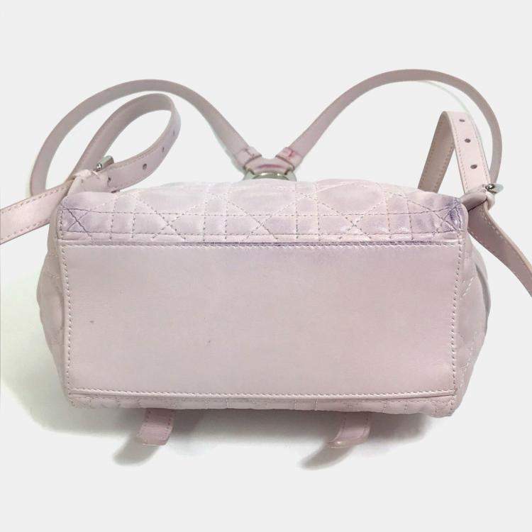 Pre Owned Christian Dior Cannage Stardust Small Backpack Ginza Exclusive Leather Soft Pink