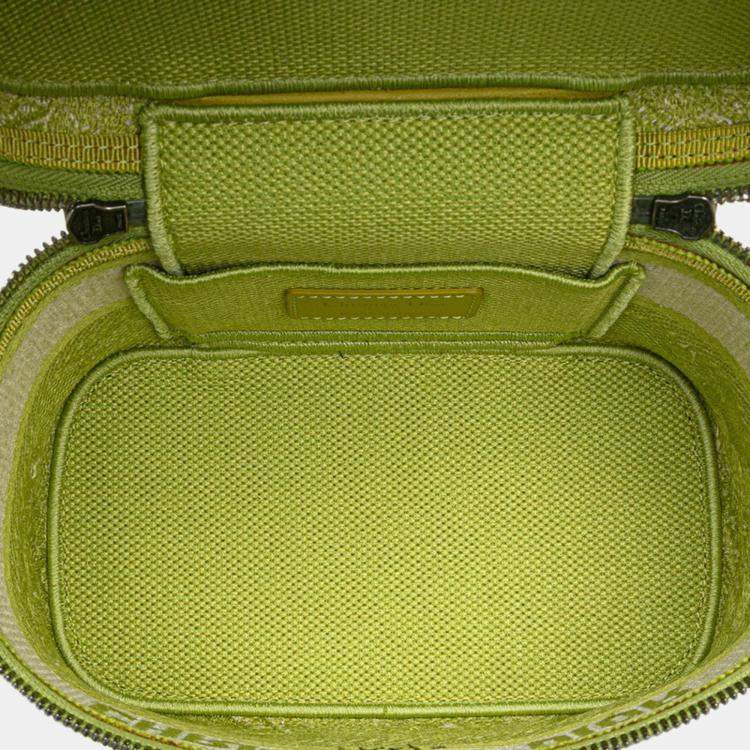 Pre Owned Christian Dior Dior Toile Joue D'Hui Vanity Bag Handbag Shoulder Green Jacquard