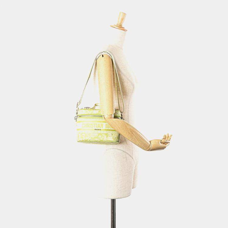 Pre Owned Christian Dior Dior Toile Joue D'Hui Vanity Bag Handbag Shoulder Green Jacquard