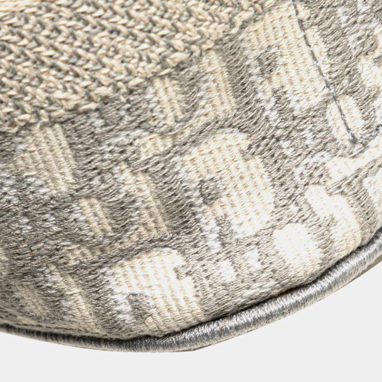 Pre Owned Christian Dior Dior Oblique Travel Vanity Handbag In Gray And White Canvas