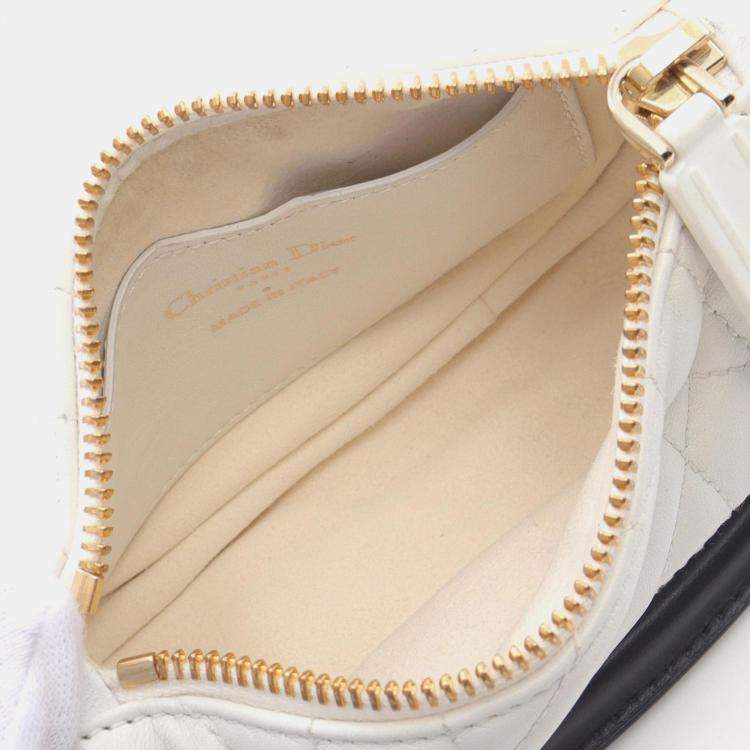 Pre Owned Christian Dior Dior Vibe Micro Shoulder Bag Leather White Navy