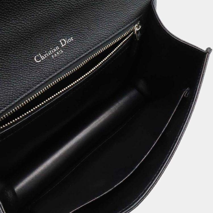 Pre Owned Christian Dior Diorama Chain Bag Shoulder Punching Leather Black