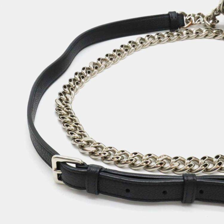 Pre Owned Christian Dior Diorama Chain Bag Shoulder Punching Leather Black