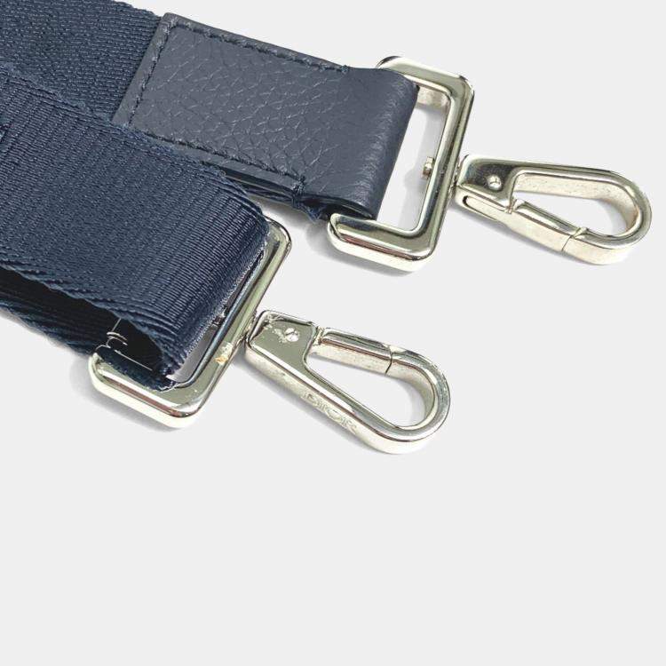 Pre Owned Christian Dior Dior Logo Double Zip Pocket Shoulder Bag In Grey Leather