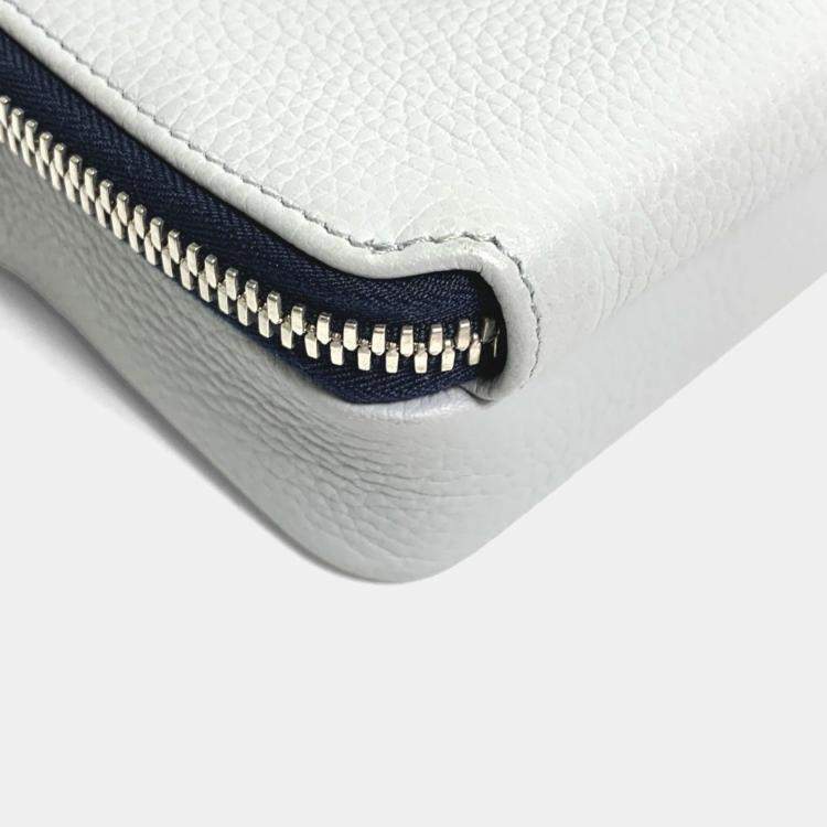 Pre Owned Christian Dior Logo Bag Double Zip Pocket Shoulder Bag Gray