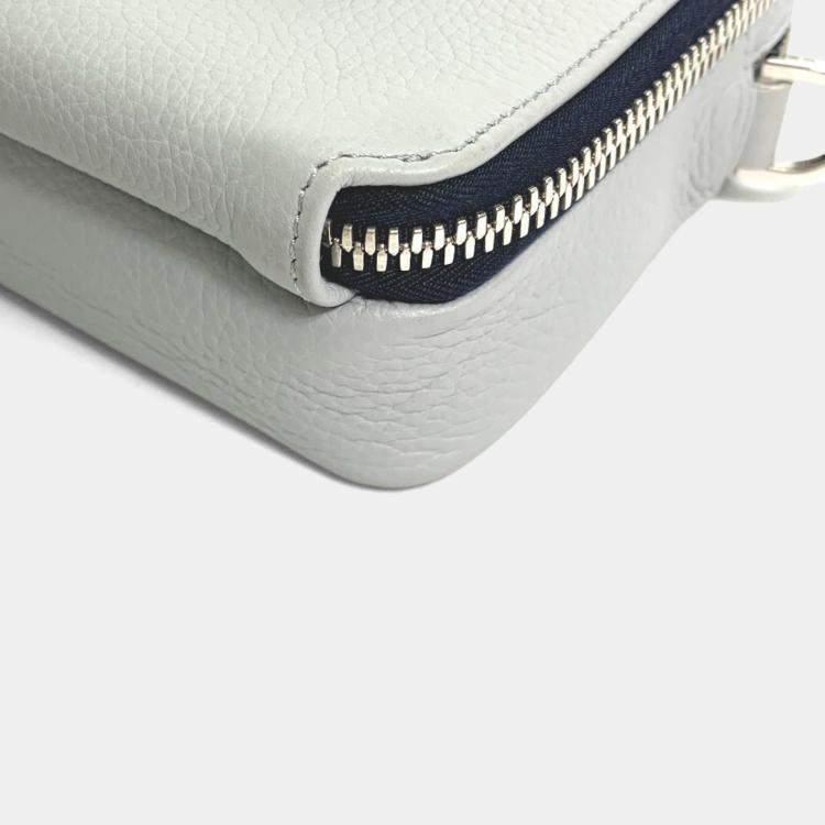 Pre Owned Christian Dior Logo Bag Double Zip Pocket Shoulder Bag Gray