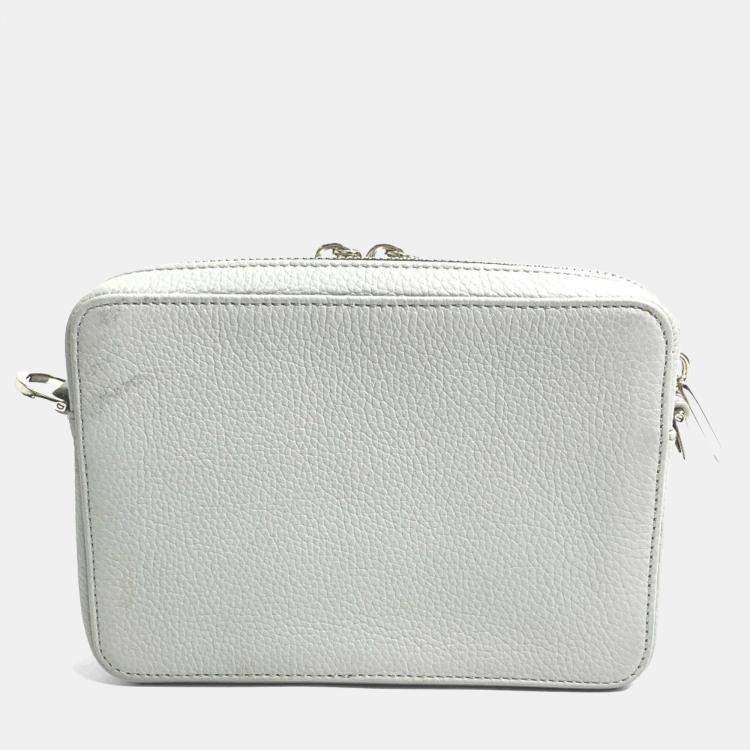 Pre Owned Christian Dior Logo Bag Double Zip Pocket Shoulder Bag Gray