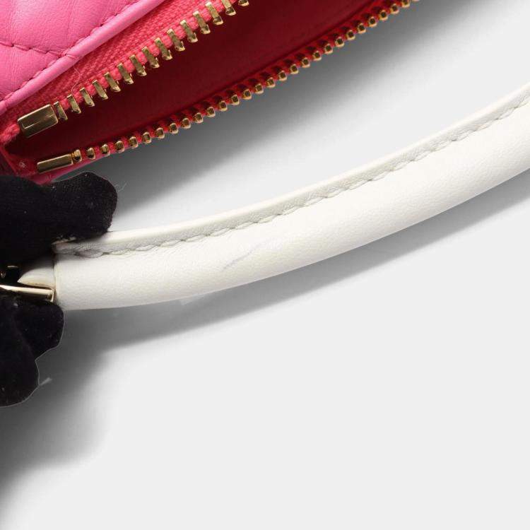 Pre Owned Christian Dior Dior Vibe Small Hobo Cannage Shoulder Bag Leather Pink White Black